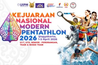 Para atlet yang akan berlaga di Kejurnas Modern Pentathlon 2026 mulai menjajal venue disiplin anggar di Komplek AAU Yogyakarta. Anggar merupakan satu dari lima disiplin modern pentathlon selain lari, menembak, renang dan obstacle