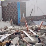 Kerusakan bangunan Gereja Kalvari di Kelurahan Lelewi, Kecamatan Batang Dua, Kota Ternate, pasca gempa magnitudo 7,6 yang mengguncang pada Kamis (2/4/2026). Foto: BPBD Provinsi Maluku Utara