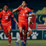 Para pemain timnas u-17 berselebrasi usai mencetak gol ke gawang Timor Leste.
