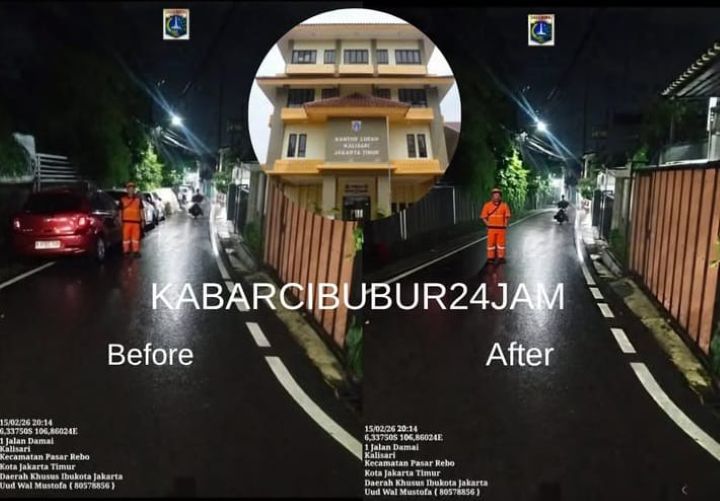 Petugas Penanganan Prasarana dan Sarana Umum (PPSU) menggunakan AI untuk menanggapi laporan warga di Jalan Damai, Kelurahan Kalisari, Kecamatan Pasar Rebo, Jakarta Timur, beberapa waktu lalu, viral di media sosial. Foto: Intagram@kabarcibubur24jam