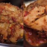 Menu MBG di sebuah SMK di Pekalongan diduga mengandung belatung. Foto: Tangkapan layar TikTok @suaraakarrumputt