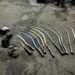 Barang bukti senjata tajam yang diamankan dalam pencegahan tawuran di tiga lokasi Ibu Kota Jakarta, Jumat (22/5/2026) dinihari.