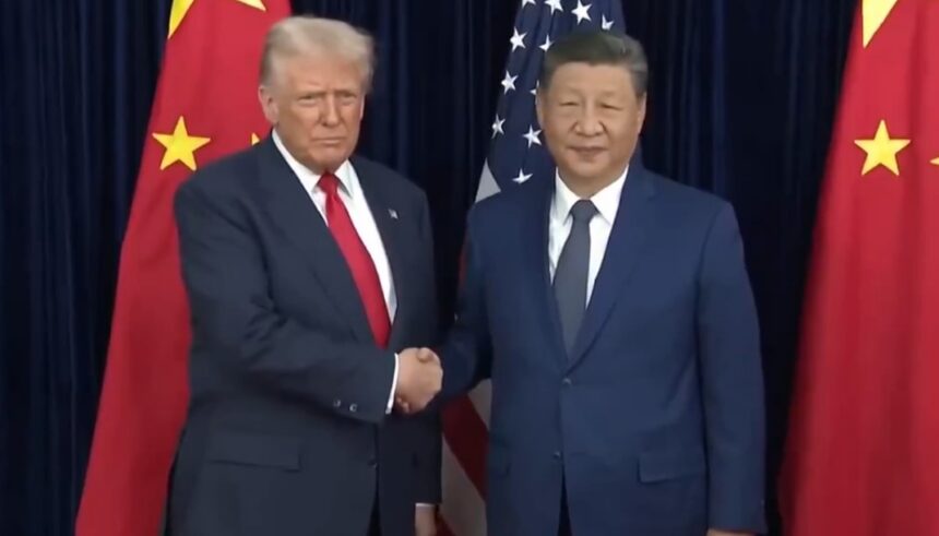 Pertemuan Xi jinping dan Donald Trump. Foto: Tangkapan layar dws