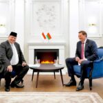 Menko Perekonomian Airlangga Hartarto saat kedatangan timpalannya dari Belarusia, Menteri Luar Negeri Maxim Ryzhenkov. Foto: Dok Humas