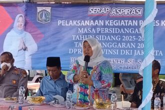 Anggota DPRD DKI Fraksi Demokrat, Neneng Hasanah saat reses di Pulau Seribu.