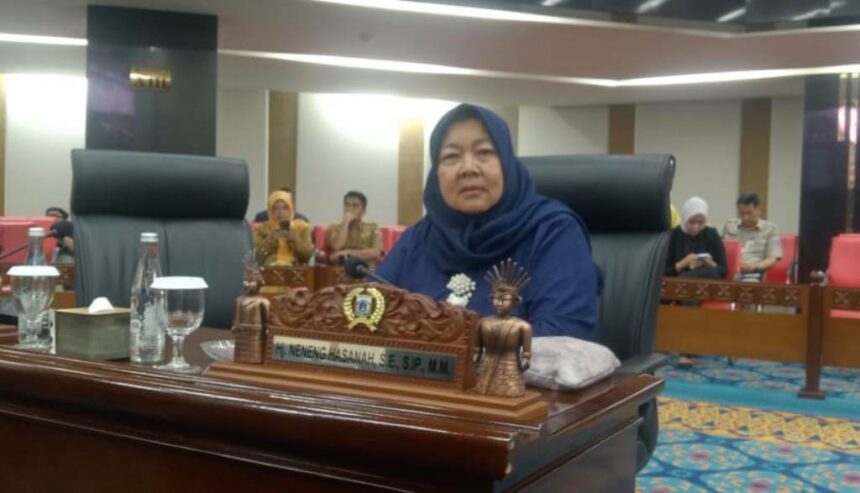 Anggota DPRD DKI Fraksi Demokrat, Neneng Hasanah menjelang sidang paripurna pergantian ketua DPRD DKI.(Foto Sofian/ipol.id)
