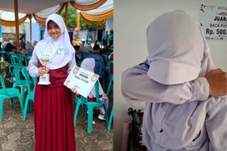 Nadya, siswi SD asal Sukabumi gagal menyelesaikan soal OSN akibat listrik mati saat ujian. Foto: Tangkapan layar Instagram @nanad.0814