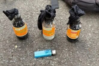 Bom molotov yang ditemukan saat demo mahasiswa pada Jumat (12/6/2026). Foto: Ist