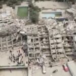 Bangunan di La Guaira hancur akibat gempa. Foto: Tangkapan layar video X