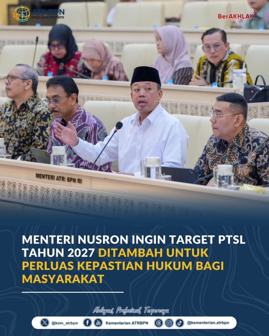 Menteri Nusron Wahid saat Rapat Kerja di DPR. Foto: dok Humas