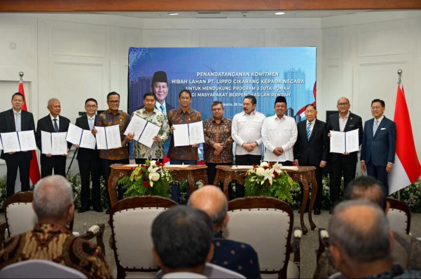 Pemerintah menerima komitmen hibah lahan seluas 30 hektare dari PT Lippo Cikarang di kawasan Meikarta untuk mendukung program 3 Juta Rumah. (istimewa/dok. Kementerian ATR/BPN).