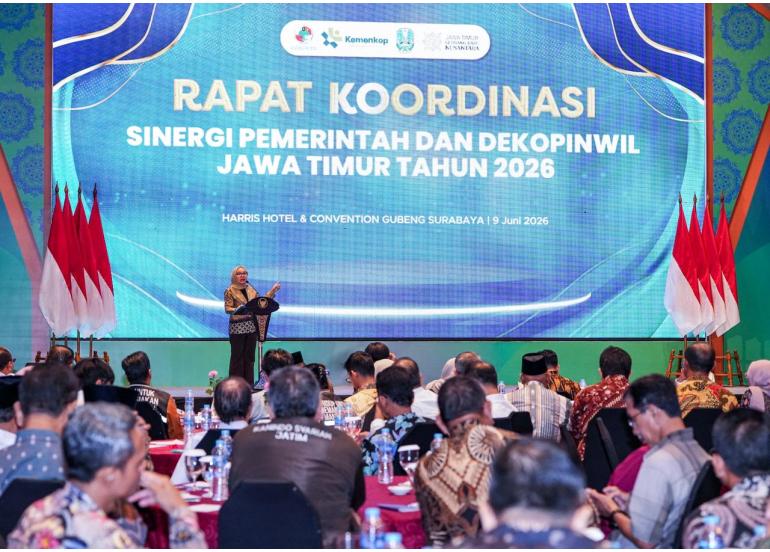 Wamenkop Farida mengapresiasi kegiatan sebagai sokongan untuk gerakan koperasi dan memperkuat koordinasi antar pemangku kepentingan. Foto: Dok Humas