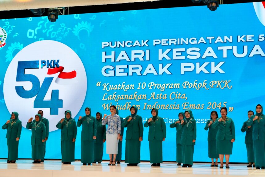 Acara Puncak Peringatan Hari Kesatuan Gerak (HKG) PKK ke-54 di Hotel Claro Makassar, Sulsel, Sabtu (11/7/2026). Foto: Ist