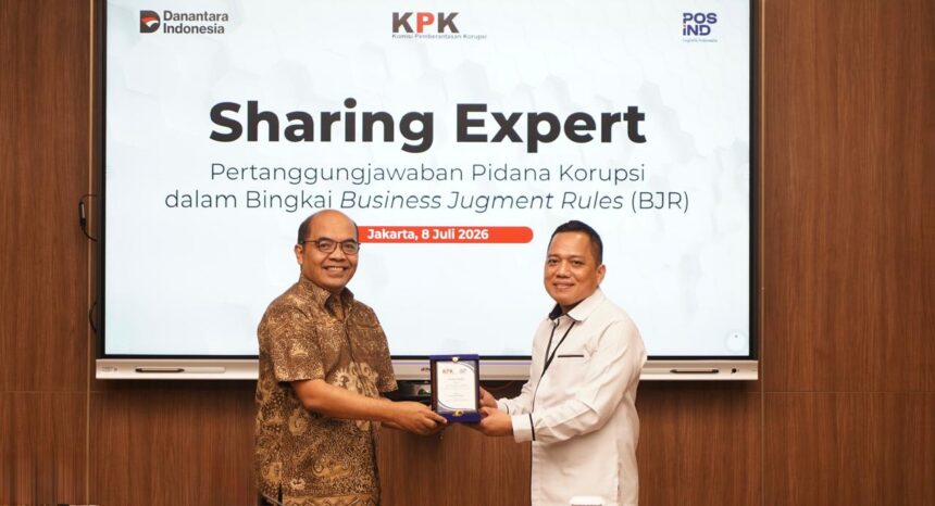 Pos Indonesia menyelenggarakan kegiatan Sharing Expert bertajuk "Pertanggungjawaban Pidana Korporasi dalam Bingkai Business Judgment Rule (BJR)" di Gedung Pos Ibukota, Jakarta, Rabu (7/7/2026). Foto: Dok Pos Indonesia