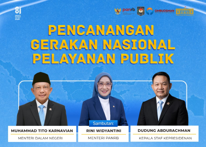 Beberapa menteri Kabinet Merah Putih meluncurkan pencanangan Gerakan Nasional Pelayanan Publik. Foto: Dok Kemenpan RB