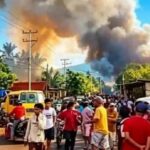Pemukiman warga di Flores Timur terbakar imbas bentrokan. Foto: Dok. BPBD Flores