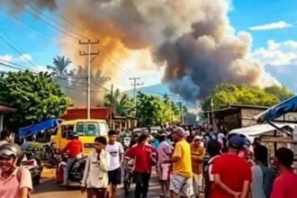 Pemukiman warga di Flores Timur terbakar imbas bentrokan. Foto: Dok. BPBD Flores