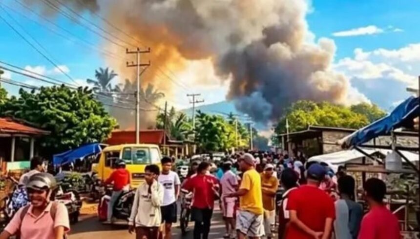 Pemukiman warga di Flores Timur terbakar imbas bentrokan. Foto: Dok. BPBD Flores
