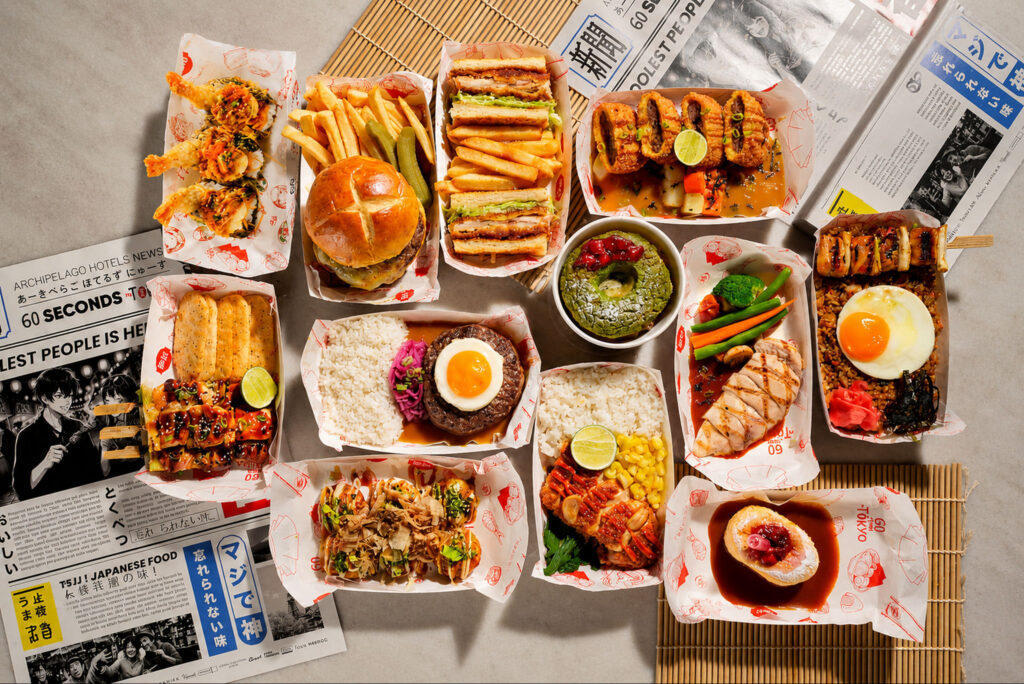 Ren & Reina Akan Menemani Tamu Menikmati Japanese Street Food di The Grove Suites by Grand Aston 2 Aneka makanan dan minuman hidangan 60 Seconds to Tokyo. (istimewa/dok. The Grove Suites by Grand Aston).