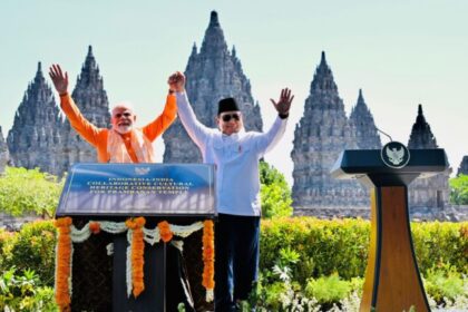 Presiden Republik Indonesia Prabowo Subianto bersama Perdana Menteri (PM) Republik India Narendra Modi mengunjungi Kompleks Candi Prambanan, Kabupaten Sleman, Daerah Istimewa Yogyakarta (DIY), pada Rabu, 8 Juli 2026. Foto: BPMI Setpres