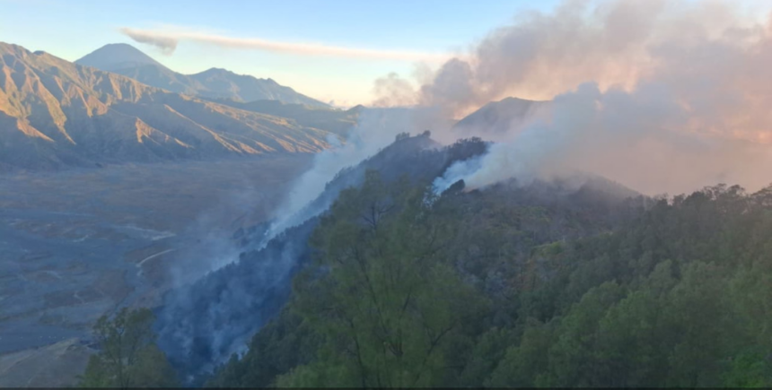 Kebakaran di Kawasan Gunung Bromo meluas sampai ke wilayah Kabupaten Pasuruan. Foto: Pemkab Pasuruan
